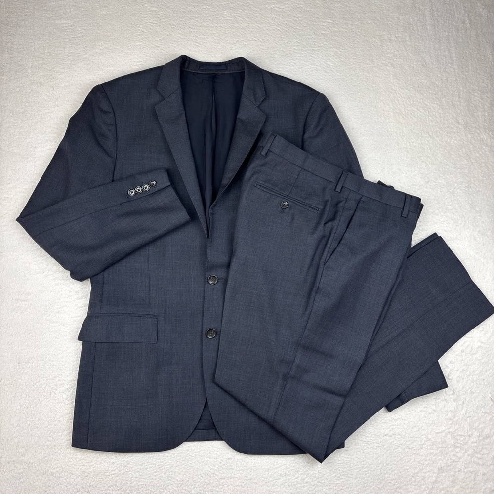 J CREW Ludlow 2-Piece Suit Mens 40R + 32/32 Navy Blue Italian Wool Slim Fit EUC